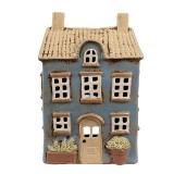 Cumpara ieftin Candela Casuta ceramica albastra bej 16x10x23 cm