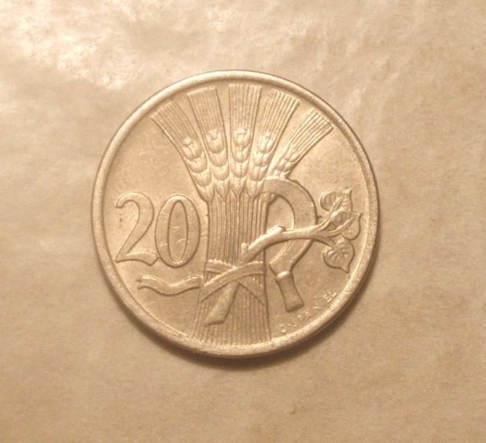 CEHOSLOVACIA 20 HALERU 1921 XF