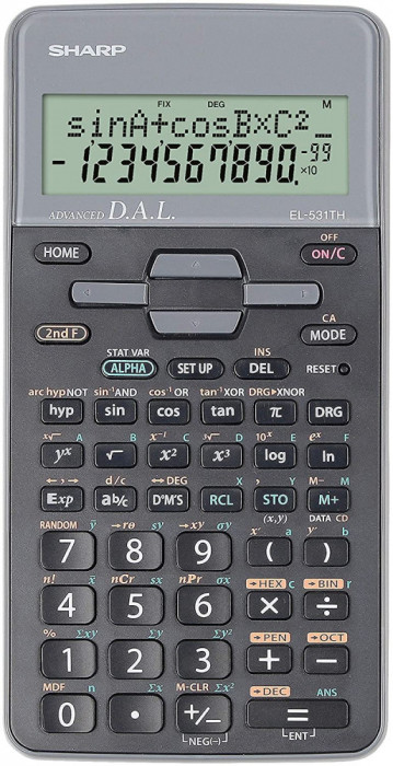 Calculator Stiintific, 10 Digits, 273 Functii, 161x80x15mm, Dual Power, Sharp El-531thbgr-negru/gri