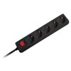 Prelungitor cu intrerupator Omega, 3 x 1.5 mm, 5 prize, 3 m, Negru