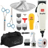 Set de coafură foarfecă + foarfecă de filat + mașină de tuns pentru păr pentru salon și acasă