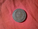 Moneda Ungaria 2 filler 1896 , bronz , cal. f.buna