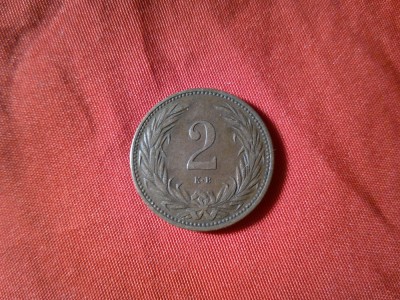 Moneda Ungaria 2 filler 1896 , bronz , cal. f.buna foto