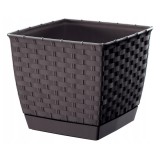 Ghiveci de flori, Prosperplast, Ratolla, patrat, 3.8 L, maro, 19x19x15.9 cm