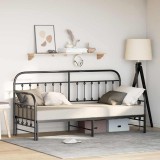 VidaXL Cadru de pat de zi cu headboard Negru 80 x 200 cm Oțel