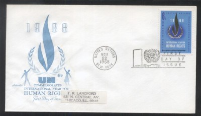 UN New York 1968 Human rights Mi.206 FDC UN.214 foto