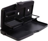 Masa Auto Pliabila Tetiera cu Suport Bauturi, Laptop si Depozitare, Negru, Max 5kg
