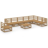 vidaXL Set mobilier de grădină, 9 piese, maro miere, lemn masiv pin