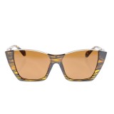 Ochelari de soare cat-eye cu rama animal print si lentile maro