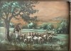 Tablou interbelic romanesc, ulei pe carton subtire, Kusovski, semnat dreapta jos, rama de epoca, 26x23 / 13 x 10, tema pastorala, traditie romaneasca, Scene gen, Miniatural
