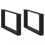 VidaXL Picioare pentru măsuță de cafea &icirc;n formă de U, 2 buc., negru, 70x(30-31) cm, oțel