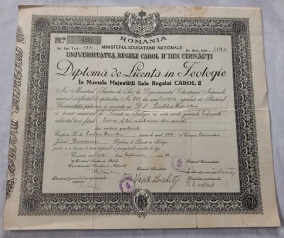 Diploma de Teologie , 1938 foto