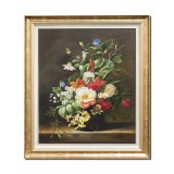 Tablou celebru inramat pictat manual, Aranjament floral, 75x65cm ulei pe panza, reproducere Rachel Ruysch, Magnific