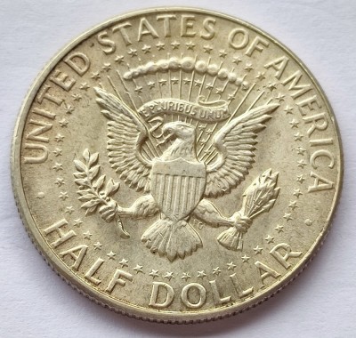 386. Moneda SUA 50 Cents / Half Dollar 1968 (Kennedy) (Argint) foto