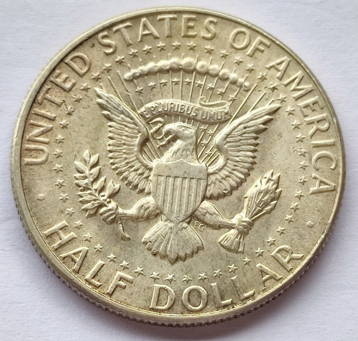 386. Moneda SUA 50 Cents / Half Dollar 1968 (Kennedy) (Argint)