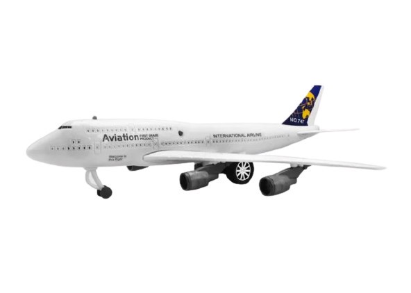 Aeronava International Airline 737 de jucarie, pe baterii, detalii realiste, sunete de avion, 40 cm, alb, 36+ luni, ConceptSeller