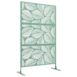 Outsunny Panou paravan de protecție decorativ paravant exterior verde cu model vegetal din metal, 122 x 45 x 198 cm, verde | Aosom Romania