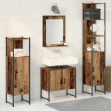 Set de mobila pentru baie de 4 piese din lemn uzat