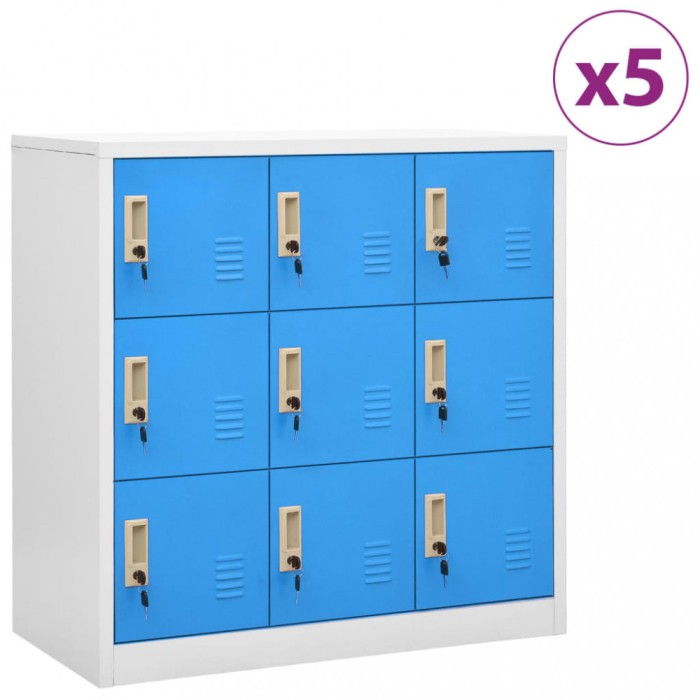 vidaXL Dulapuri vestiar 5 buc. gri deschis/albastru 90x45x92,5 cm oțel