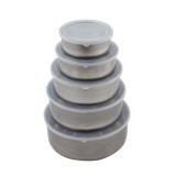 Caserola alimente, Kasemi, inox + plastic, rotunda, argintiu, set 5 bucati