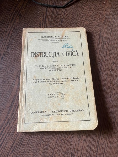 Alexandru G. Giuglea Instructia Civica pentru clasa a IV-a (1941)