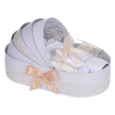 Trusou botez complet, in landou, decor dantela ivoire, Denikos&reg; 833