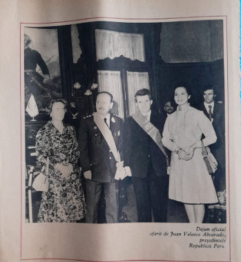 1974 Reclamă Ceaușescu in Peru, cu Juan Alvarado comunism, epoca aur, 24 x 20 foto