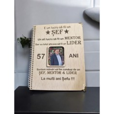 Agendă personalizată lemn albasia+pix bambus personalizat