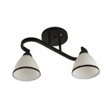 Candelabru Klausen Proton PL2 2xE27, Design Clasic Metal Negru si Sticla Alb Mat, 42x18x26 cm, Lustra Eleganta pentru Living, Dormitor sau Hol