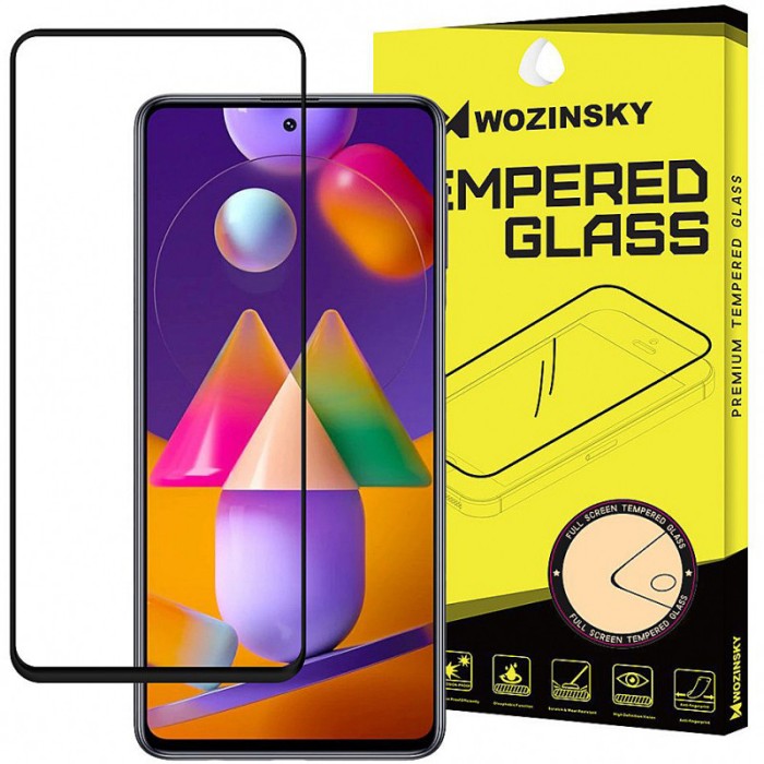 Folie Protectie Ecran WZK pentru Samsung Galaxy M31s, Sticla securizata, Full Face, Full Glue Neagra