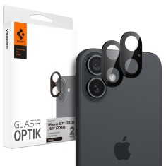 [Pachet 2x] Folie sticla camera iPhone 16 Spigen Glas.tR Optik, negru foto