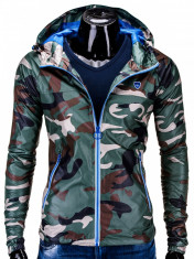 Jacheta pentru barbati, din fa?, stil militar, army, slim fit, cu fermoar si gluga C203-camuflaj foto