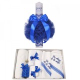 Trusou botez cu mesaj si lumanare botez personalizata, decor albastru, Denikos&reg;