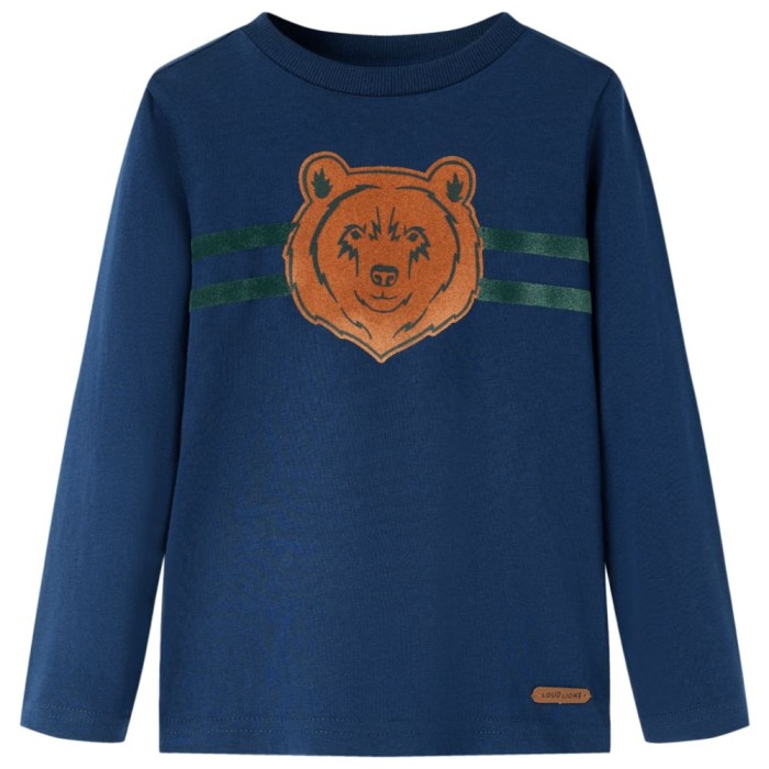 Tricou pentru copii cu m&acirc;neci lungi, bleumarin, 128 13122