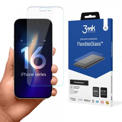 Folie de protectie Ecran 3MK FlexibleGlass pentru Apple iPhone 16 Pro, Sticla Flexibila, Full Glue foto