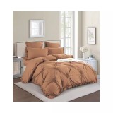 Cumpara ieftin Lenjerie de Pat Finet, Pliuri Brodate cu Elastic, 6piese - SIPRT1-01 Maro Deschis