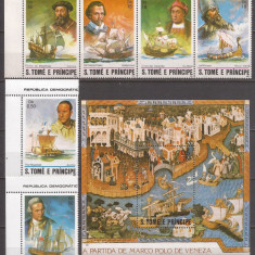 S. TOME E PRINCIPE 1982 NAVIGATIE CORABII ( serie + colita dt.) MNH