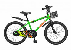 Bicicleta copii 20 FIVE Natu cadru otel culoare verde negru varsta 7 10 ani foto