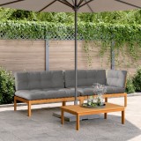 vidaXL Set canapele grădină cu perne din paleți, 3 piese, lemn acacia