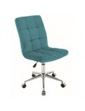 Scaun birou cu stofa tip catifea SL Q020, ergonomic, inaltime reglabila, cadru cromat, rotatie 360&deg;, 90 kg, Turcoaz