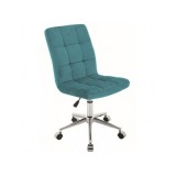 Scaun birou cu stofa tip catifea SL Q020, ergonomic, inaltime reglabila, cadru cromat, rotatie 360&deg;, 90 kg, Turcoaz