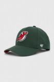 47 brand șapcă din amestec de l&acirc;nă NHL New Jersey Devils culoarea verde, cu imprimeu, H-BLPMS11WBP-DG