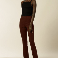 Ivy & Oak Pantaloni femei, culoarea bordo, model drept, high waist