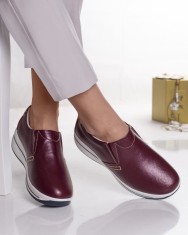 Pantofi dama cu platforma bordo din piele naturala cordie, 38