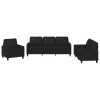 Set de canapele cu perne, 3 piese, negru, piele ecologica