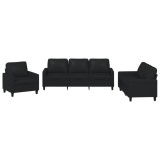 Cumpara ieftin Set de canapele cu perne, 3 piese, negru, piele ecologica