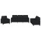 Set de canapele cu perne, 3 piese, negru, piele ecologica