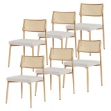 Set 6 scaune dining bej cu spatar aspect rattan J&ouml;rdfjok