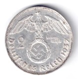 GERMANIA 2 REICHS MARK 1937 J HINDEMBURG ARGINT XF, Europa