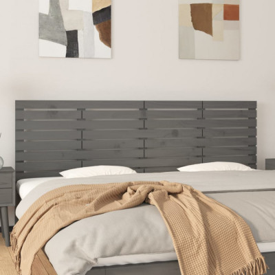 vidaXL Tăblie de pat pentru perete, gri, 166x3x63 cm, lemn masiv pin foto